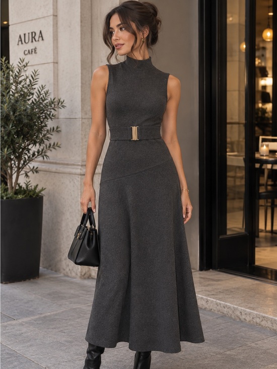 Commense Pants - COMMENSE High Neck Sleeveless Belted Maxi Dress 🖤